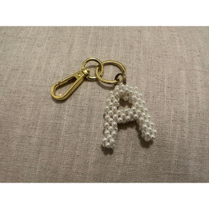 Pearl Gold Letter A Keychain